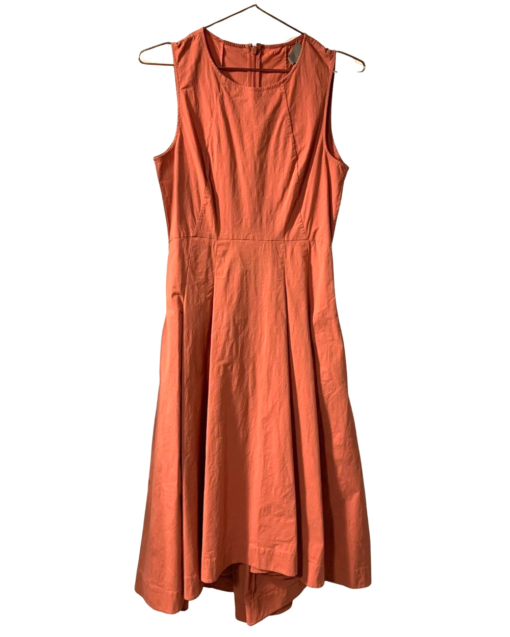 COS Womens Cotton Poplin Fit and Flare Dress Size 6 US S 36 EU Orange Hi Low
